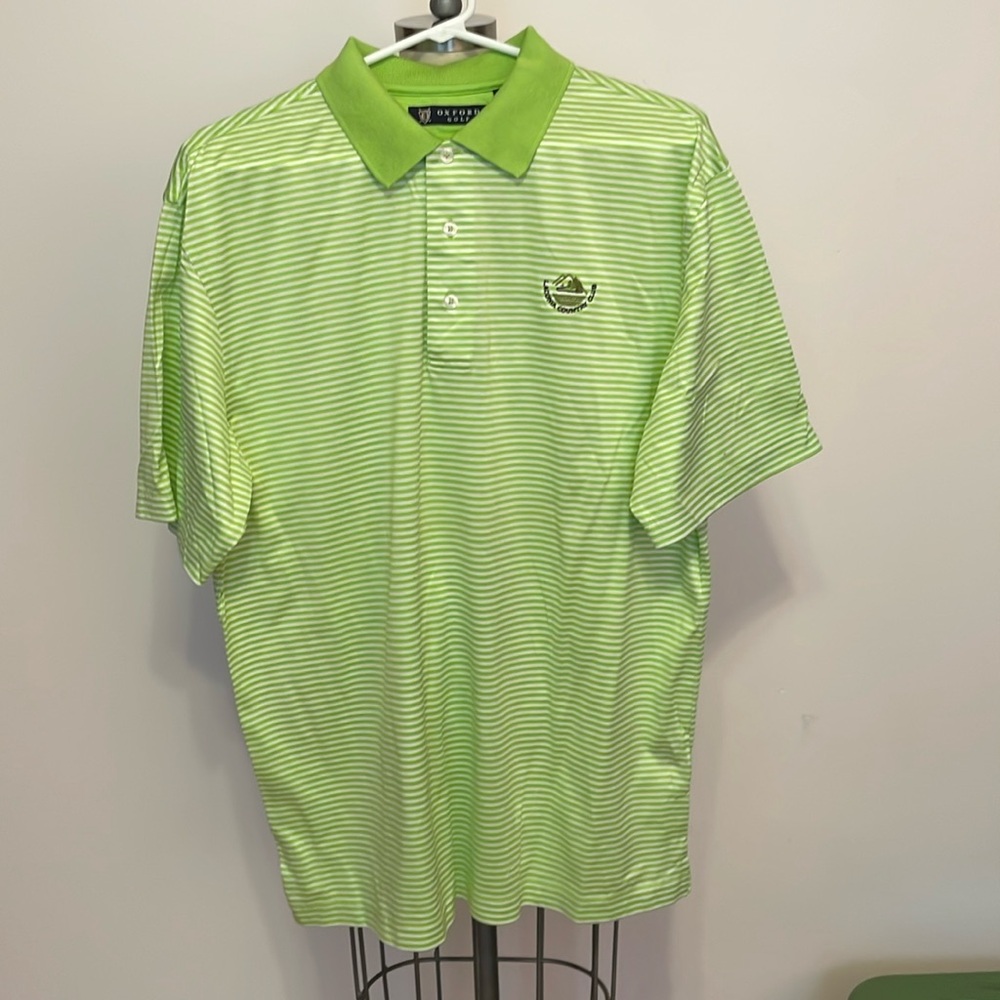 Mens Golfing Shirt Light Green & White Medium Oxford Golf “Laconia Country Club”